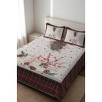 Dolce Mariee Parlak Kadife Kumaş Kapitoneli Çift Kişilik Yatak Örtüsü Seti (3 Parça) CKY0043 - Renkli - 240 x 260 cm