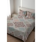 Dolce Mariee Parlak Kadife Kumaş Kapitoneli Çift Kişilik Yatak Örtüsü Seti (3 Parça) CKY0060 - Renkli - 240 x 260 cm