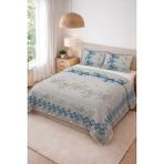 Dolce Mariee Parlak Kadife Kumaş Kapitoneli Çift Kişilik Yatak Örtüsü Seti (3 Parça) CKY0061 - Renkli - 240 x 260 cm