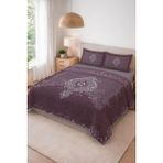 Dolce Mariee Parlak Kadife Kumaş Kapitoneli Çift Kişilik Yatak Örtüsü Seti (3 Parça) CKY0072 - Renkli - 240 x 260 cm