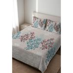 Dolce Mariee Parlak Kadife Kumaş Kapitoneli Çift Kişilik Yatak Örtüsü Seti (3 Parça) CKY0074 - Renkli - 240 x 260 cm