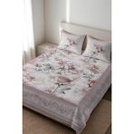 Dolce Mariee Parlak Kadife Kumaş Kapitoneli Çift Kişilik Yatak Örtüsü Seti (3 Parça) CKY0077 - Renkli - 240 x 260 cm