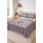 Dolce Mariee Parlak Kadife Kumaş Kapitoneli Çift Kişilik Yatak Örtüsü Seti (3 Parça) CKY0078 - Renkli - 240 x 260 cm