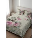 Dolce Mariee Parlak Kadife Kumaş Kapitoneli Çift Kişilik Yatak Örtüsü Seti (3 Parça) CKY0083 - Renkli - 240 x 260 cm
