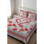 Dolce Mariee Parlak Kadife Kumaş Kapitoneli Çift Kişilik Yatak Örtüsü Seti (3 Parça) CKY0084 - Renkli - 240 x 260 cm