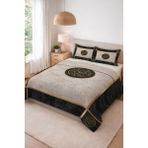 Dolce Mariee Parlak Kadife Kumaş Kapitoneli Çift Kişilik Yatak Örtüsü Seti (3 Parça) CKY0088 - Renkli - 240 x 260 cm