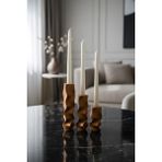 Dolce Zigzag Şamdan ve Mum Seti 3lü Bronz - Çok Renkli