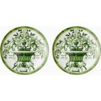 Dolce&gabbana Casa Verde Maiolica, Italyan Tasarımı 2’li Porselen Tatlı Tabağı - 19 cm - Yeşil