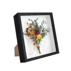 Doldurulabilir 3D resim çerçevesi, 22,8 x 22,8 cm, derin ahşap, 3 cm'ye kadar derin resim çerçevesi, nesneleri, çiçekleri, düğün hediyesi veya hatıra eşyaları doldurmak için (siyah, 22,8 x 22,8 cm)