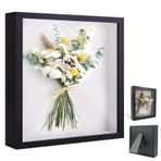 Doldurulabilir resim çerçevesi, doldurmak için derin resim çerçevesi, 25 x 25 cm, şeffaf akrilik plakalı, 3D nesne çerçevesi daha derin 3 cm, kare stereoskopik çerçeve, duvarlar, el sanatları, siyah