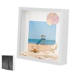Doldurulabilir resim çerçevesi, doldurmak için derin resim çerçevesi, 25 x 25 cm, şeffaf akrilik plakalı, 3D obje çerçevesi derin 3 cm, obje çerçevesi, gölge kutusu, düğün hediyesi için, beyaz
