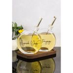 Dolkin Home 2li 500 ml Yağdanlık Ahşap Stantlı Gold Kapak Yuvarlak Cam Yağlık Zeytinyağı Ayçiçek Yağı Sosluk