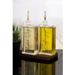 Dolkin Home 2li Lüks 500ml Yağdanlık Ahşap Standlı Gold Kapak Cam Yağlık Zeytinyağı Ayçiçek Yağı Sosluk Sirkelik