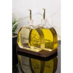Dolkin Home 2li Lüx 500 ml Yağdanlık Ahşap Standlı Gold Kapak Cam Yağlık Zeytinyağı Ayçiçek Yağı Sosluk Sirkelik - Şeffaf