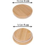 Dolkin Home Bambu Kavanoz Kapağı 4 Adet - Vakum Kapak 6 cm Baharatık Kapağı - Ahşap