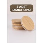 Dolkin Home Bambu Kavanoz Kapağı 4 Adet - Vakum Kapak 8 cm - Ahşap - Ceviz