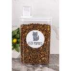 Dolkin Home Cinse Özel Kedi Maması Kutusu Etiketli Kendinden Ölçekli 3000 ml Akrilik Kedi Maması Saklama Kutusu - Gri