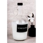 Dolkin Home Yumuşatıcı Etiketli Cam Galon Şişe 1500 ml Deterjan Saklama Kutusu Banyo Düzenleyici - Şeffaf