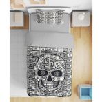 Dollar Kuru Kafa Scull 3D Dijital Baskılı Tek Kişilik Nevresim Takımı Dolar - Gri - 160 x 220 cm