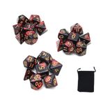 DollaTek Polyhedral Zar Seti Masa Oyunları Zar 3 Takım Zar 3x7 (21 Parça) Zar Serisi D20 D12 D10 D8 D6 D4 DND DND Zar DND RPG MTG Çift Renk Tek Parça (Yeni Kırmızı ve Siyah)