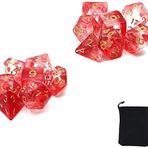 DollaTek Şeffaf Çok Saydam Zar Seti Masa Oyunları Zar 2 Takım Zar 2x7 (14 adet) D20 D12 D10 D8 D6 D4 D4 DND DND Zar DND RPG MTG Çift Renk Tek Parça (Kırmızı)