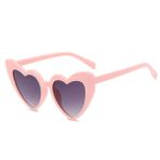 Dollger Kadınlar için Kalp Güneş Gözlüğü Retro Aşk Gözlükleri Vintage Kedi Gözlük UV400, Pembe Çerçeve Gri Lens, Medium