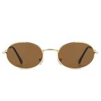 Dollger Kadınlar için Oval Güneş Gözlüğü Vintage Metal Çerçeve Gözlük Anti Yansıtıcı Retro Gözlük Unisex, Altın Çerçeve Kahverengi Lens, S