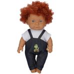 Dollz'n More Yeşil Dinozor 35 cm Salopetli Curly Bebek