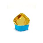 Dolphin 25li Muffin Kalıbı - Cupcake kalıpları, Su Geçirmez ve Yağ Geçirmez Pişirme Kağıtları, Ev veya Parti İçin Alüminyum Folyo Pişirme Kek Kapları -Kare Mavi-Altın