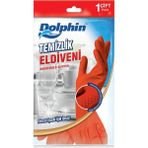 Dolphin Orta (M) Kırmızı Lateks Temizlik ve Bulaşık Eldiveni 1 Çift Esnek Yapı ile Rahat Temizlik