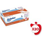 Dolphin Pudrasız Lateks Eldiven L Beden Beyaz 100'LÜ 20 Paket