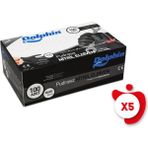 Dolphin Pudrasız Nitril Extra Kalın Eldiven M Beden Siyah 100'LÜ 5 Paket