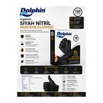 Dolphin Pudrasız Siyah Nitril Muayene Eldiveni – XL Beden | 100 Adet