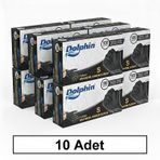 Dolphin S Beden, 10 Kutu, Siyah, Nitril Eldiven, Pudrasız, Latekssiz, Kutuda 100 Adet