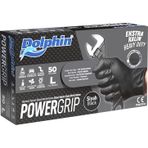 Dolphin Siyah Large Büyük Boy 50'li Nitril Powergrip Ekstra Kalın Elmas Dokulu Eldiven