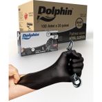 Dolphin Siyah Nitril Eldiven Pudrasız Ekstra Kalın ( L BEDEN ) ( 10 PAKET )x 100ADET