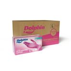 Dolphin Tek Kullanımlık Pembe Nitril Eldiven - Muayne Eldiveni Large Büyük Boy - 100'lü 20 Paket