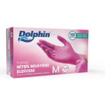 Dolphin Tek Kullanımlık Pembe Nitril Eldiven - Muayne Eldiveni Medium Orta Boy - 100'lü Paket