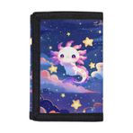 Dolyues Kızlar için Çocuk Cüzdanı, Trifold Açık Spor Cüzdanlar Sevimli Bozuk Para Çantası, Aksolotl, One Size