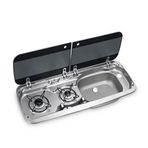 Dometic MO 2370R Karavan İçin Cam Kapaklı 2 Gözlü Ocak Evye Kombinasyonu
