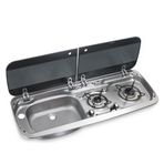 Dometic MO 9222L Cam Kapaklı 2 Gözlü Ocak + Evye Kombinasyonu