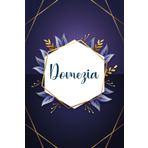 Domezia: Taccuino personalizzato con il nome Domezia | Regalo di compleanno per moglie, mamma, sorella, figlia ... | Foglie blu | 110 pagine a righe, Piccolo formato 6x9 pollici (15,24 x 22,86 cm)