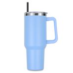 DOMICARE Saplı ve Pipetli 40oz Bardak, Kapaklı ve Pipetli Paslanmaz Çelik Bardak, Yeniden Kullanılabilir Vakum Yalıtımlı Bardak, Seyahat Kahve Kupası, Mavi, 1Paket