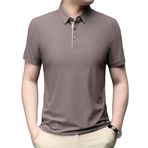 DomiGe Erkek Polo Gömlek - Şık Yaz İş Günlük Kısa Kollu Golf Gömlek, Kahve, M