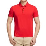 DomiGe Erkek Yaz Buz İpek Polo Gömlek - İş Golf Gömlek, kırmızı, 4XL