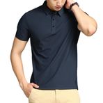 DomiGe Erkek Yaz Buz İpek Polo Gömlek - İş Golf Gömlek, koyu gri, 3XL