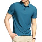DomiGe Erkek Yaz Buz İpek Polo Gömlek - İş Golf Gömlek, mavi, XXL