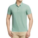 DomiGe Erkek Yaz Buz İpek Polo Gömlek - İş Golf Gömlek, yeşil (Light Green), L
