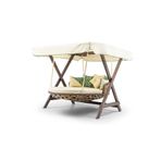 Dominik Swing Ahşap Rattan Salıncak Dış Mekan Bahçe Balkon Ve Teras Salıncağı Krem