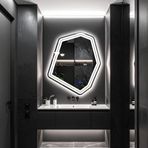 Domira Led'li Lazer Kumlamalı Lavabo & Banyo Aynası (Dokunmatik Sensörlü) beyaz led'li 70 x 60